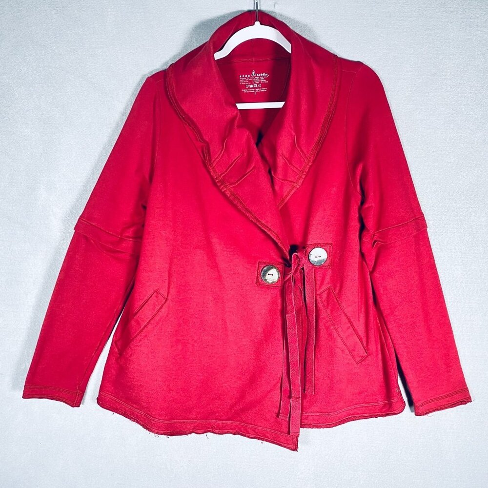 Neon Buddha Jacket Womens S Red Cotton Blend Full Wrap Softshell Blazer